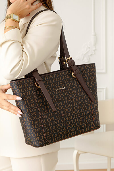 Just Polo Women's Large Size 4-Compartment Shoulder Bag & Clutch Bag (35X25 cm)