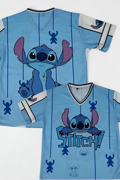 Minga London Mavi V Yaka Stitch Jersey Unisex T-Shirt