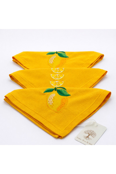 Vintage Home By Yelis Lemon Embroidered Napkins Set of 4 45*45 cm