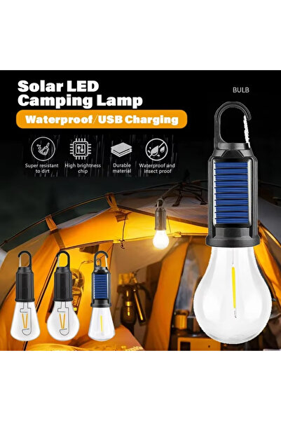 MUBX Kamp Lambası Güneş Panelli Enerjili Led Işık Solar Kamp Feneri Usb Şarjl...