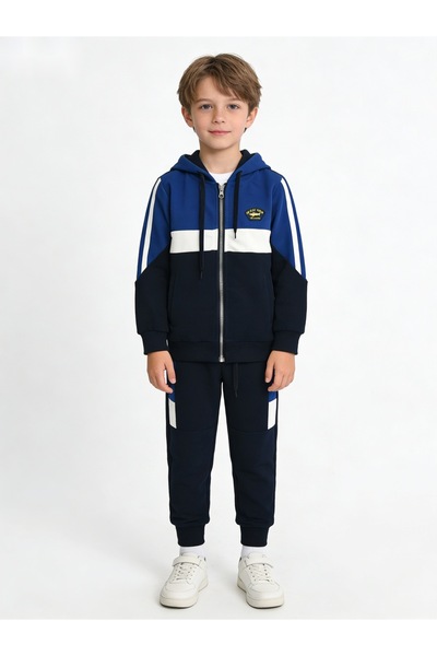 SETTY KOOP Kids Colorblock Hooded Tracksuit Set – Zip-Up Sweatshirt & Jogger ...