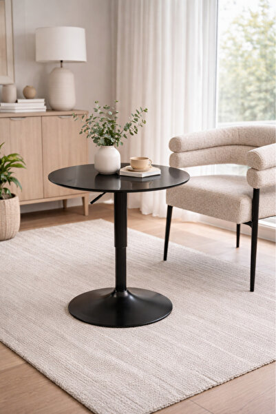 MARIA HOMES طاولة مقهى زجاجية سوداء قابلة للتعديل، مقاس 60×60 سم، ارتفاع 67-9...