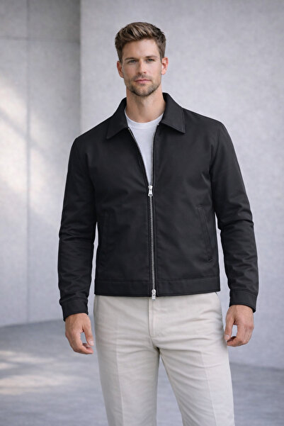 çerme Men's Black Old Money Jacket Premium Transitional Relaxed Fit Jacket