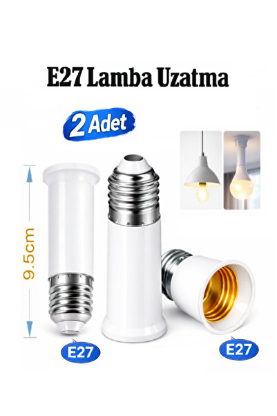 Vwin Lamba / E27 Duy Uzatıcı, Ampulü 9.5 Cm Uzatır, E27 To E27 (2 Adet)