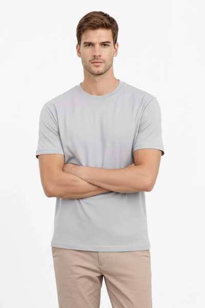 LUMİART تي شيرت رجالي برقبة دائرية وقصة عادية من القطن الأساسي للاستخدام اليو...