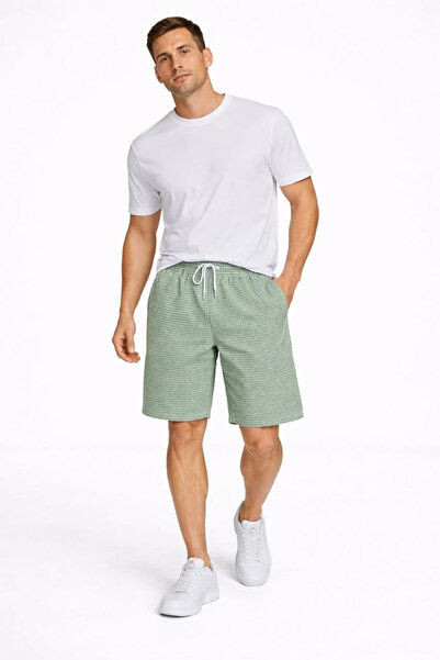 LUMİART Men's Gingham Shorts – Elastic Waist with Drawstrings, Pockets, Comfo...