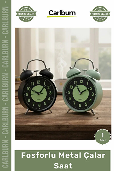 Carlburn #ÇalarSaat Nostaljik İkiz Çan Gece Işıklı 11 cm Masa Üstü Dekoratif ...