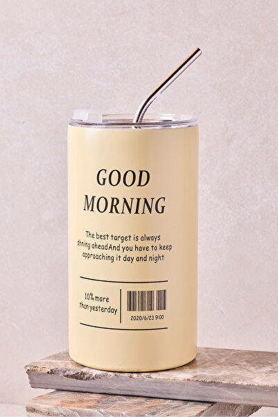 Perotti Beige 600 ml Paslanmaz Çelik Pipetli Termos Bardak - Sızdırmaz Kapakl...