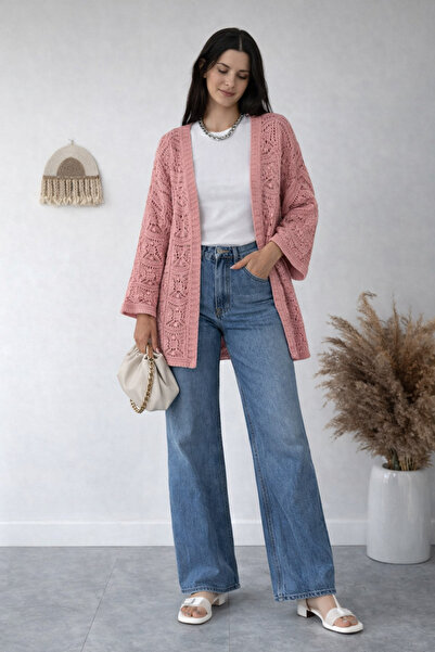 Noa&Noa Pompom Lace-Like Knit Standard Size Women's Cardigan