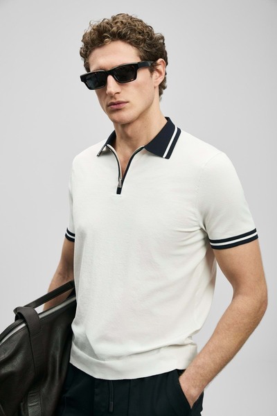 Lufian 111090138 Dean Modal Blended Sweater Men's Polo Shirt Men's T-Shirt White