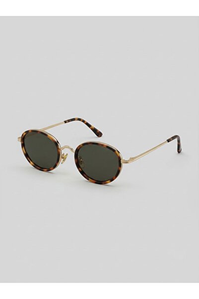 funeyes Brandy Leopard Printed Li Ellipse Metal Trend Sunglasses