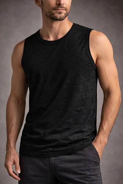 LUMİART Men's Flamed Fabric Zero Sleeve Undershirt Basic Sports Top, Suitable...