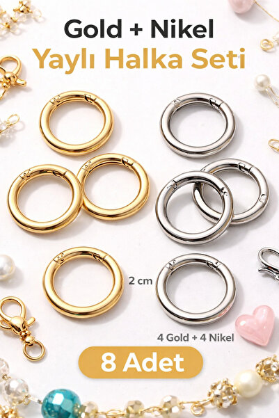 Alya trend Light Gold 2 cm 4 Pieces + Nickel 2 cm 4 Pieces Spring Ring Total ...