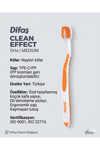 Lider MAGNESİA Toothbrush Medium Hard Clean Effect Small Head Orange