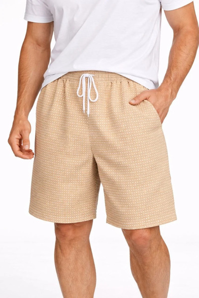 LUMİART Men's Gingham Shorts – Elastic Waist with Drawstrings, Pockets, Comfo...