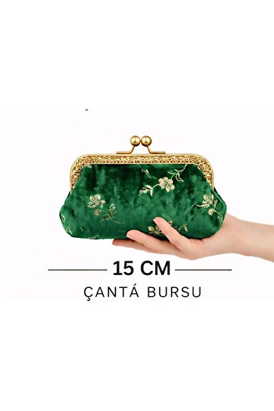 aurellen 15 cm Square Bag Bursu Metal Bag Frame Gold Silver Smoked Macramé Me...