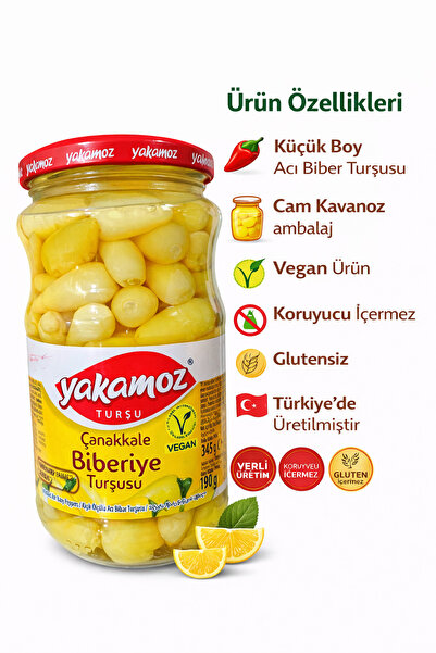 Yakamoz Çanakkale Biberiye Turşusu 345 g Cam Kavanoz – Doğal Küçük Acı Biber ...