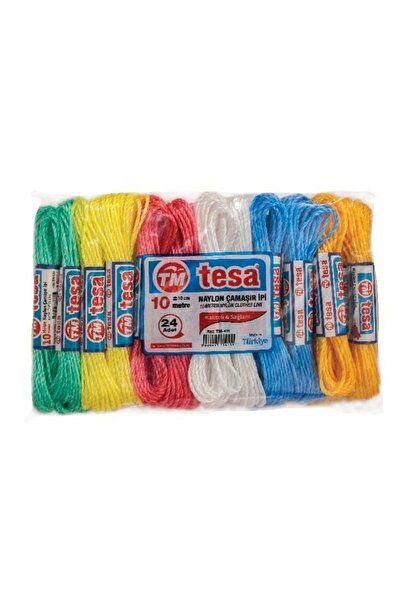 Ethab Ticaret حبل غسيل من النايلون بطول 10 أمتار من تيمسان 24 قطعة