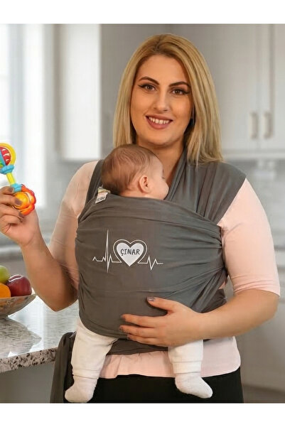KYCBABY İsme Özel Tasarım Ergonomik Bebek Taşıma Şalı Esnek Wrap Sling %100 P...