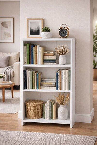 MODENZA Çok Amaçlı %100 MDF Kitaplık Beyaz
