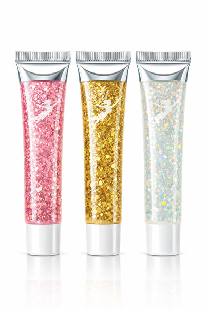 MAQYA KOZMETİK Glitter Far TÜP Jel Far 3lu Parlak Glitter (A) Yüz Ve Vücut Si...