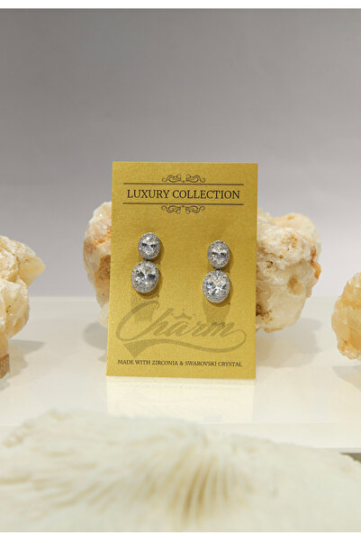 CHARM Double Crystal Drop Earrings – Classic Elegance