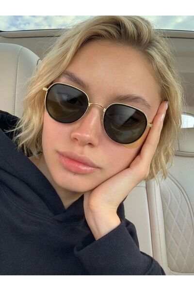 funeyes Forge Oval Black Glass Gold 45 Eyewear Sunglasses for Small Faces (XXS)