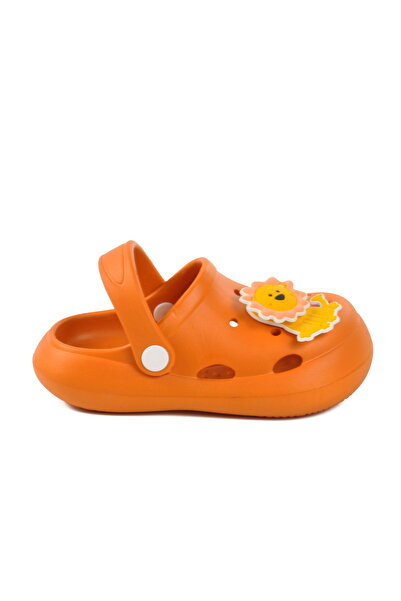 monapicco Orange Faux Leather Girl's Sabo Slippers