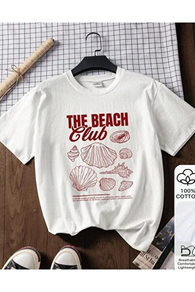 LELVANİ Women the Beach Club Printed Tshirt