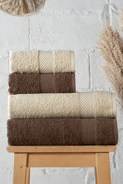 Mürdüm Home Dora 4-Piece Bath Towel Set |   Hamam Set (2 Pieces 70X140, 2 Pie...
