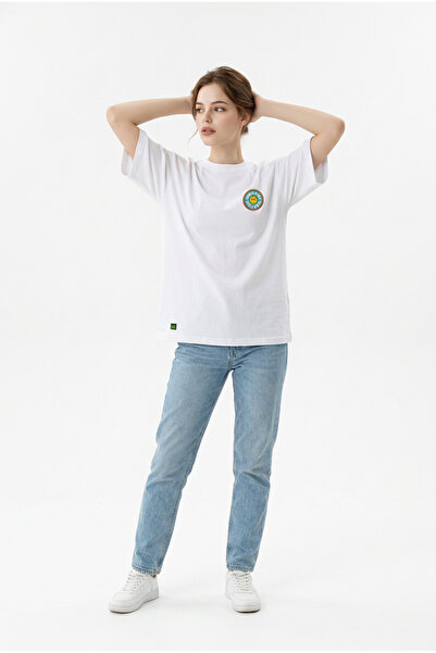 Dad&Children تي شيرت صن شاين أوفر سايز للجنسين باللون الأبيض