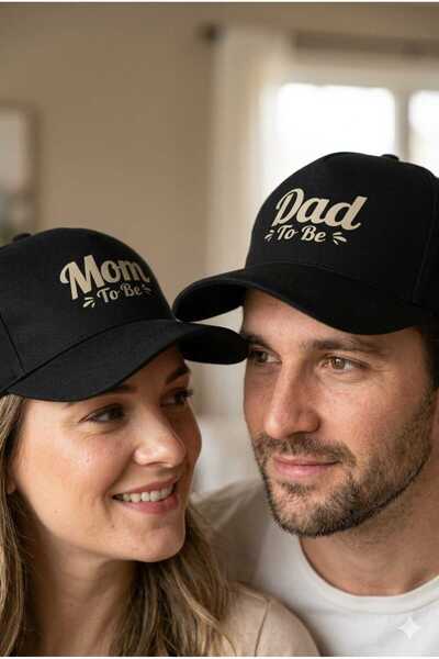Betülce Mom Dad to Be Written Couple Hat Set 2-Piece Mom Dad Combination Hat ...