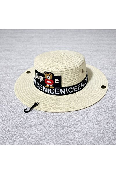 EMKSHOP قبعة صني بير سفاري القشية للأطفال (استخدام مزدوج الاتجاه) (مع مشبك)