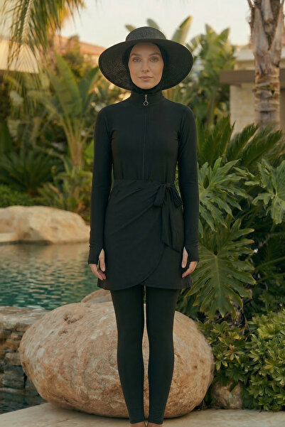 CUPSEA Fusta Lycra conectabilă la piscină și la mare Pareo Negru