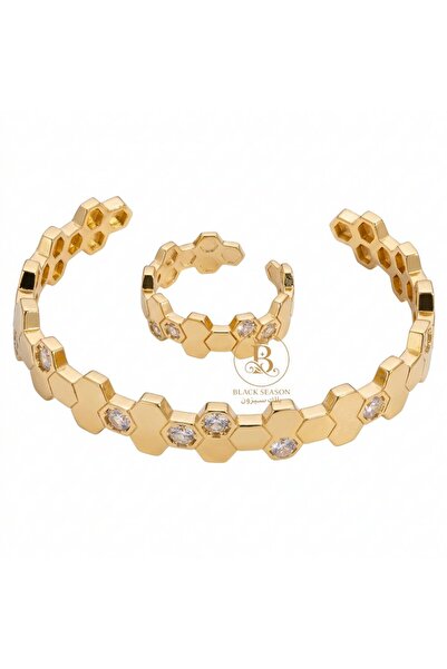 Black Season Round bracelet set + free size ring