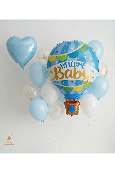 MaisonLuf Welcome Baby Balon Seti Bebek Karşılama Baby Shower Balon Süsleme D...