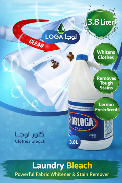 LOGA Chlorology Laundry Bleach 3.8L – Powerful Fabric Whitener & Stain Remove...