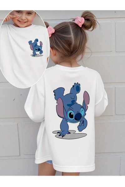 New Shine Stitch cu imprimeu Alb pentru copii tricou