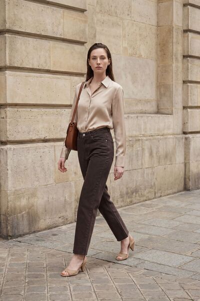 Hiccup Джинсові штани прямого крою з високою талією та довжиною до щиколотки ...