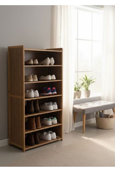 Casco Wooden shoe organizer with seven shelves
