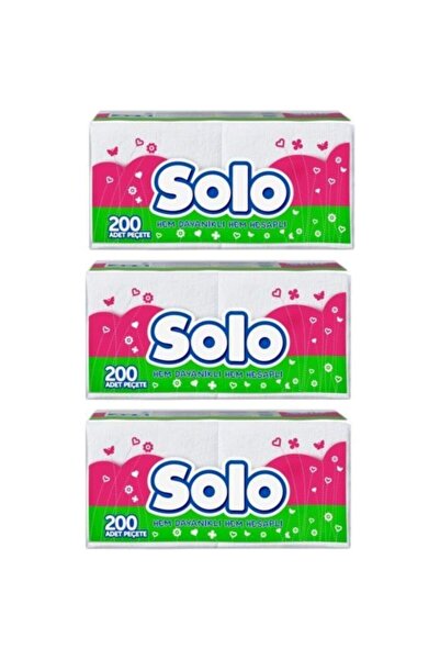 Solo مناديل ورقية 200 ورقة × 3 عبوات