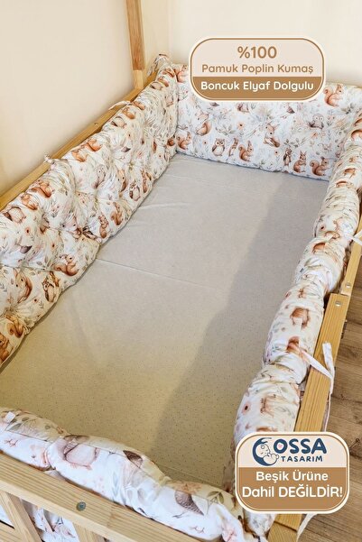 yasetex tasarım Montessori ve Beşik İçin 4 Kenar Koruma Seti Pamuk Kumaş Bayk...