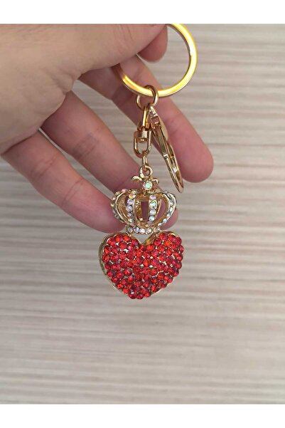 mixify Red Color Stone Heart Figurine Keychain – Stone Detail Bag and Key Acc...