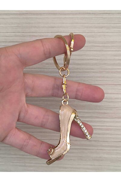 mixify Gold Color Stone Shoes with Figures Keychain – Stone Detail Bag and Ke...