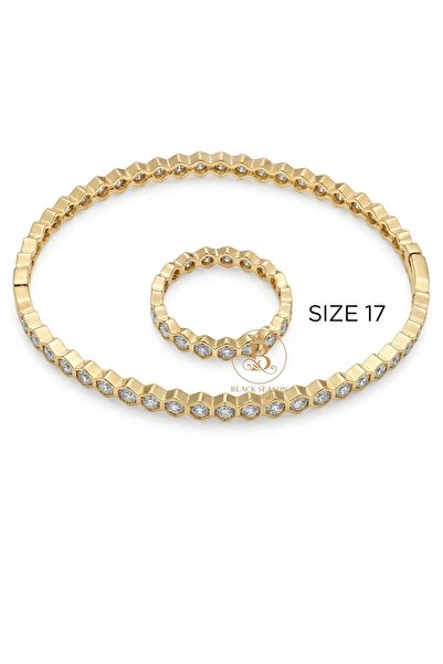 Black Season One-piece round bracelet set (free size) + ring (size 17)