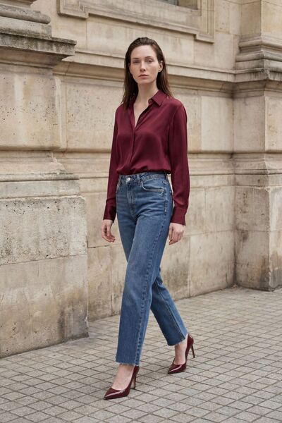 Hiccup Джинсові штани прямого крою з високою талією та довжиною до щиколотки ...