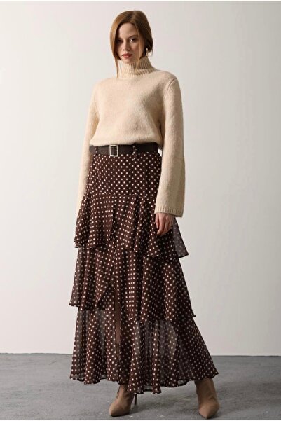 eyatelier Kat kat kendinden kemerli etek