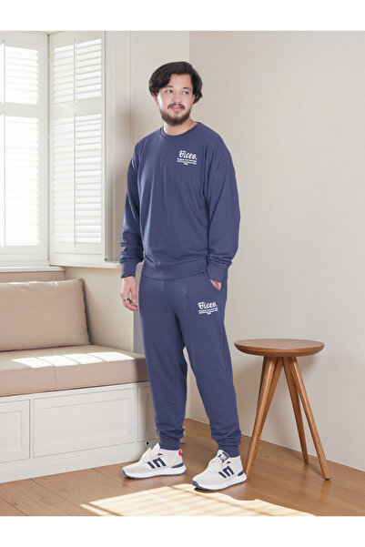 Finelook Men’s Vices Graphic Navy Sweatshirt & Joggers Set – Soft Fleece Trac...