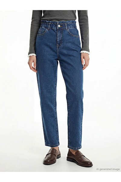 LC Waikiki Mom Fit Women's Jean Trousers with Elastic Waist