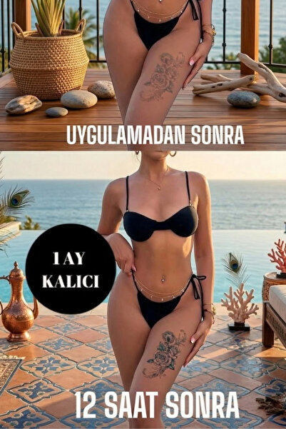 Çiçek Figürlü 12 Saat Sonra Kararan Geçici Dövme Tattoo 11x18 cm